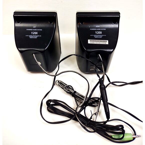 Altec Lansing Black Desktop Speakers 120i Tested w OEM Power Supply, all Cables - Picture 3 of 9